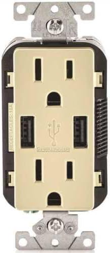 Replacement for Decora Combination USB Charger/Tamper-Resistant Duplex Receptacle, Ivory, NEMA Replaces Parts