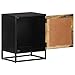 QZZCED Industrial Bedside Cabinet with Hand-Carved Design, Solid Mango Wood Nightstand with Storage Shelf for Bedroom and Living Room