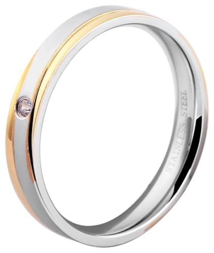 Akzent Partner Ringe - Partnerringe Größe 64 aus Edelstahl in bicolor, 100% Wasserfest & Hautverträglich