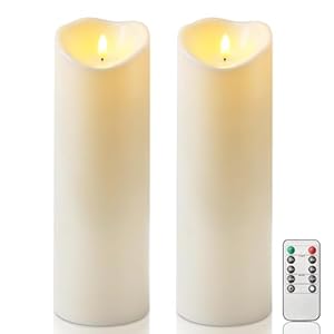 Homemory Wasserdichte Flackernde LED-Säulenkerzen 2er-Set