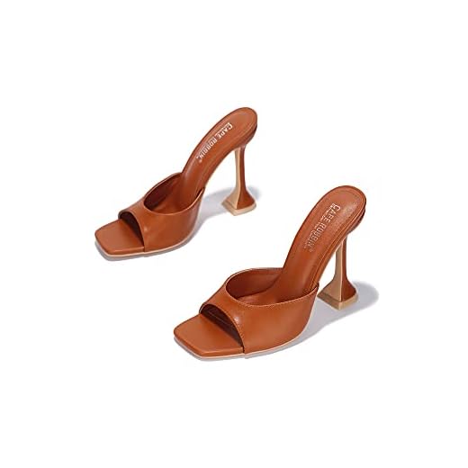 Cape Robbin Lithe Sexy High Heels for Women, Square Open Toe Shoes Heels - Tan Size 9