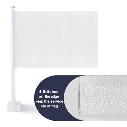 Homissor Car Flag 2 Pack Custom Solid White Flags 11x17 Inch Personalized Your Image DIY Pictures Banner Flagpole with Window Clip Heavy Duty Outdoor by Homissor - Image 5