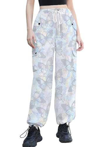 Image of Cromoncent Cargo Pants Girls & Women Parachute Pants Y2K Baggy Rave Clothes Waterproof with Pockets