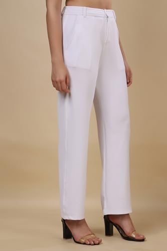 Image of Women's Polycotton Comfort Fit Straight Trousers - Lightweight, Flexible & Skin-Friendly Pants for Work, Travel & Casual Style