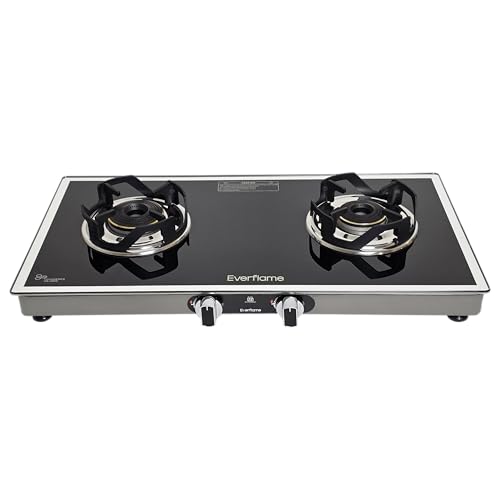 Image of Everflame Ascent 2 Burner Gas Stove | Manual Ignition | LPG Gas Stove | 6mm Glass | ISI Certified | 5 Years Warranty on (Glass & Burners) + 2 Years Comprehensive Warranty + Doorstep Product Service