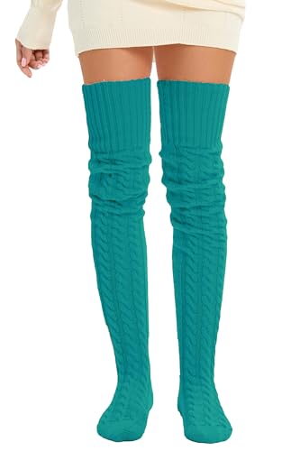Image of Women's Thigh High Knitted Winter Boot Socks Vintage Extra Long Leg Warmer Over Knee High Stockings