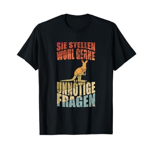 Sie Stellen Wohl Gerne Unnötige Fragen Retro Känguru T-Shirt