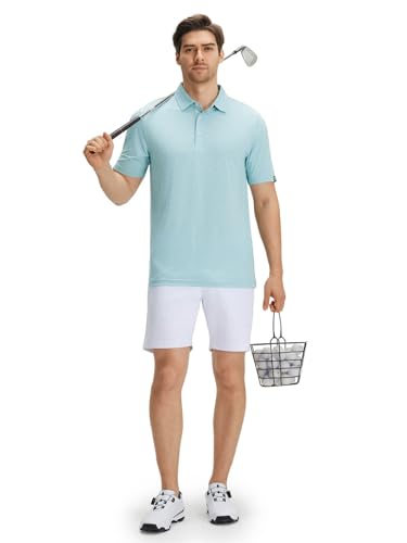 Image of Men' s Golf Shirts Short Sleeve Performance Moisture Wicking Dry Fit Striped Golf Polo Shirts for Men