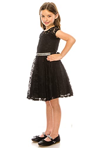 iGirlDress Little Girls Floral Lace Flower Girls Dresses Black 6