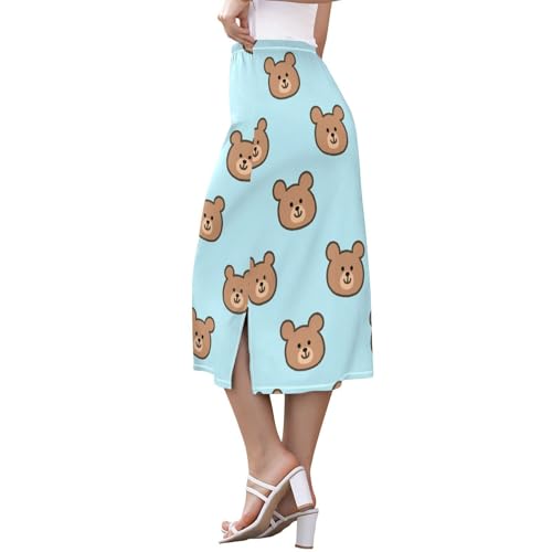 Falda estampada de cintura alta elástica y corte elegante para mujer 2