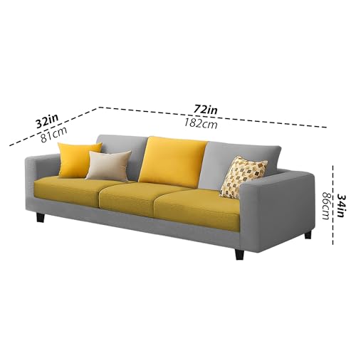 Image of Galib 3+2 Seater Sofa Set for Living Room (Yellow Grey Fabric) Premium Fabric Sofa Set