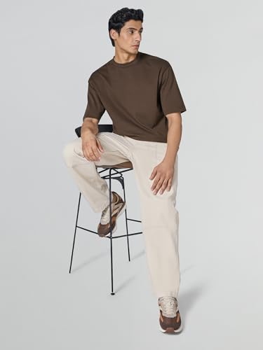 Image of XYXX Drift Oversized Tshirt for Men | 100% Combed Cotton | Solid Roundneck Drop Shoulders Half-Sleeve T Shirt
