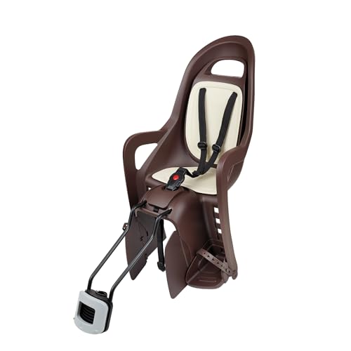 POLISPORT 8406000033 Groovy Maxi 29″ – Asiento Trasero Infantil para Bicicleta, Montaje En Cuadro, 9 Meses–6 Años, Máx 22 Kg, Compatible, Ruedas 29″ Y Cuadros Pequeños – Marrón Oscuro/Marrón