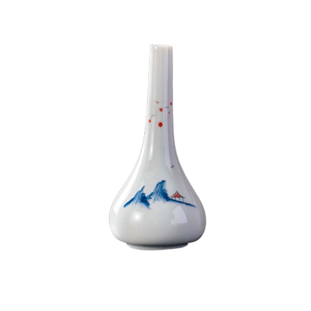 asdchZen Hand Painted Creative Ceramic Vase Decorative Dried Flowers Living Room Tabletop Flower Arrangement Small Flower Arrangement Set For Dining Table Centerpiece Decorative Vase,C