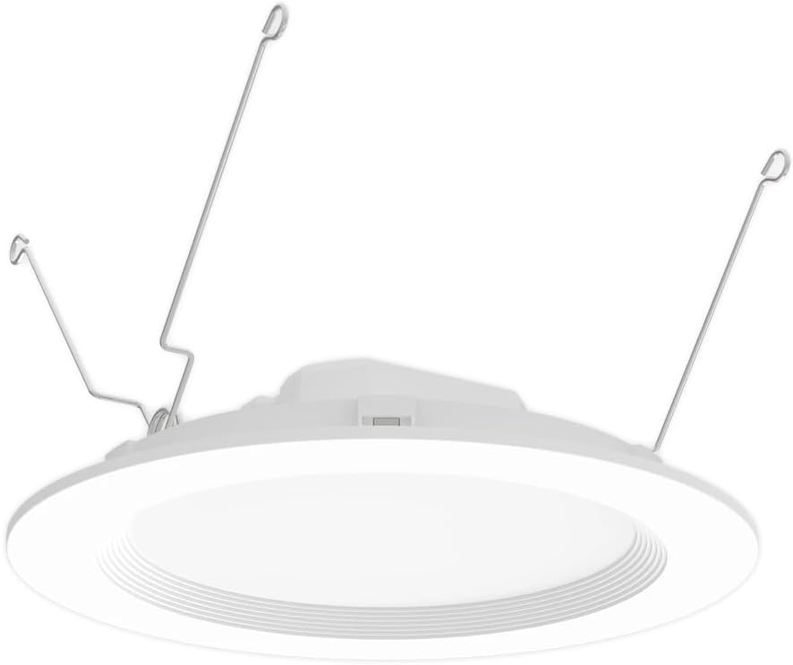RAB Lighting WFRETRO Ultra-Thin LED Wafer Retrofit Downlight–Fits 4-Inch/5-6 Inch Recessed Housings–Dimmable Edge-Lit–Smooth/Baffle Trim–Energy Efficient 50,000-Hour–Wet Location Rated (WFRETRO6B)