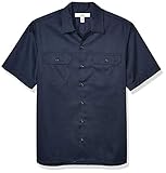 Amazon Essentials Men's Short-Sleeve Stain and Wrinkle-Resistant Work Shirt, Dark Navy, Large
