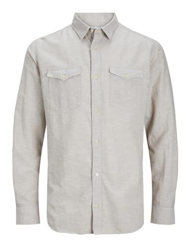 JACK & JONES Herren Jcosheridan Linen Blend Shirt Ls Langarmhemd...