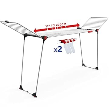 Vileda Infinity Flex Plus, stendibiancheria di grandi dimensioni, griglia telescopica estensibile fino a 2 mt, 30 mt stenditura, fatto diplastica e metallo. Da usare per stendere il tuo bucato