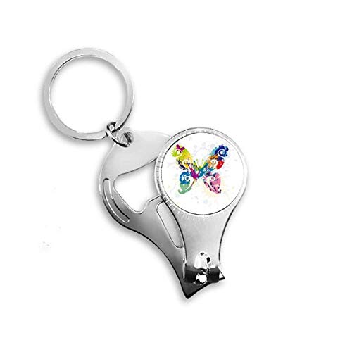Butterfly with Floral Patterns Nail Nipper Ring Key Chain Bottle Opener Clipper