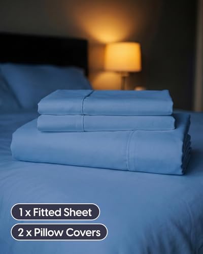 Image of Sleepy Town Queen Size Bed Sheets - 3 Piece - NO Flat Sheet Included - Queen Sheet Set - Soft, Comfy & Cooling - Easy Care - Wrinkle & Fade Free - Brushed Microfiber - Deep Pocket Sheets (Royal Blue)