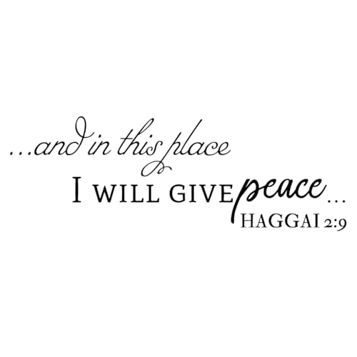 and in This Place I Will Give Peace Haggai 2:9 - Christian Quotes Pure Black Vinyl Wall Decal Carved Art Letters Religious Scripture Motto Decoration