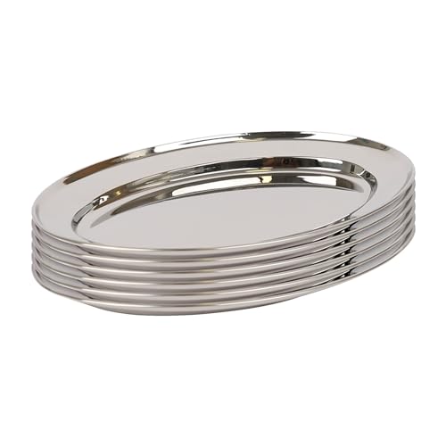 Argon Tableware 25 x 17cm Serving Platters - 6 Pack - Stainless S...