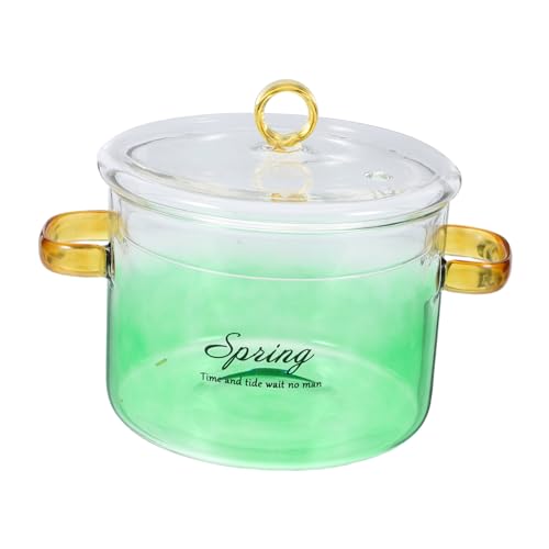 PRETYZOOM High Borosilicate Glass Ramen Noodle Pot Soup Pot Lid Noodle Bowl 1500ml Heat Resistant Stewpot