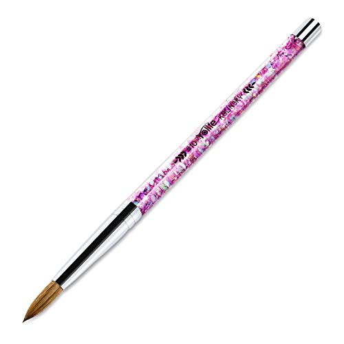Yolife Oval Acrylic Nail Brush Size 6 8 10 16, 100% Pure Kolinsky Sable Nail Art Brush With Quicksand Style Handle, for Manicure Pedicure (10#, Pink)