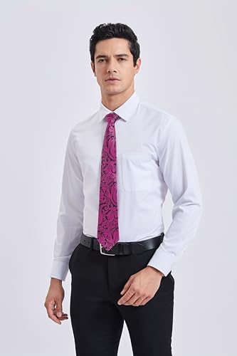 Image of HISDERN Extra Long Ties for Men Classic Floral Tie and Pocket Square Elegant Silk Necktie Handkerchief Set Wedding Party