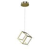 Bethel A Gold LED Cube Single Pendant Light with White Acrylic DIFFUSERS