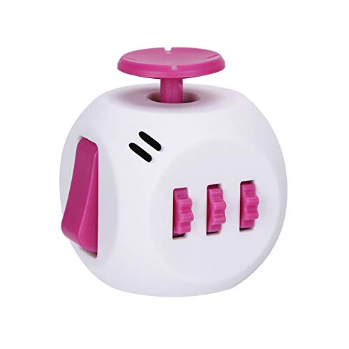 FIDGET DICE 6 Sides Release Stress Anxiety and Relax Cube for Children and Adults (White - Rhodo)