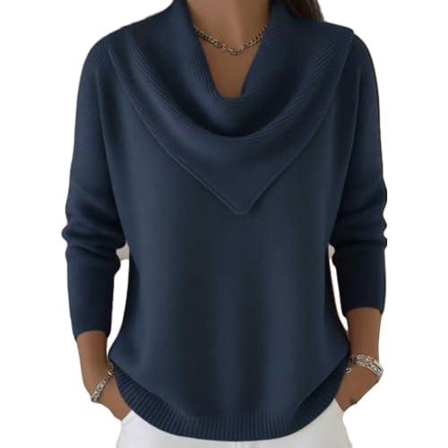 Elegant Retro Soft Triangle Neck Solid Color Sweater Top, Vintage