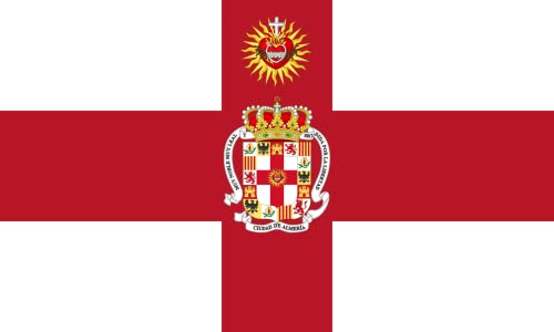 magFlags Bandera Large Ciudad de Almería con el Sagrado Corazón de Jesús y el Inmaculado Corazón de María - Escudo propuesto con el Sagrado Corazón de