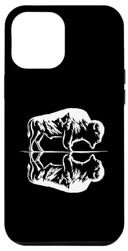 Carcasa para iPhone 15 Pro Max Diseño de arte gráfico reflectante American Bison Buffalo