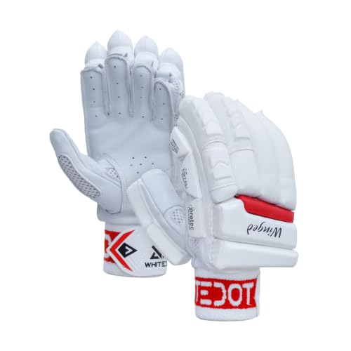 Image of Whitedot Winged Cricket Batting Gloves||Suitable for Youth|Medium Left Hand||White