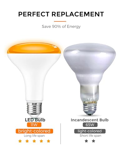 Image of L LOHAS LED Halloween Orange Flood Light Bulbs, 11W Colored Light Bulbs E26