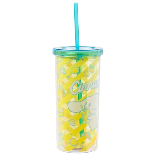 Image of Silver Buffalo Sanrio Hello Kitty & Friends Cinnamoroll Lemons and Lemonade Plastic Cold Cup with Lid & Straw, 20 Ounces (Pack of 12)