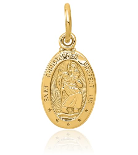 IceCarats 10K Solid Yellow Gold Saint Christopher Medal Patron of Travelers Athletes Protection Necklace Christian Religious Chain Pendant Faith Charm3
