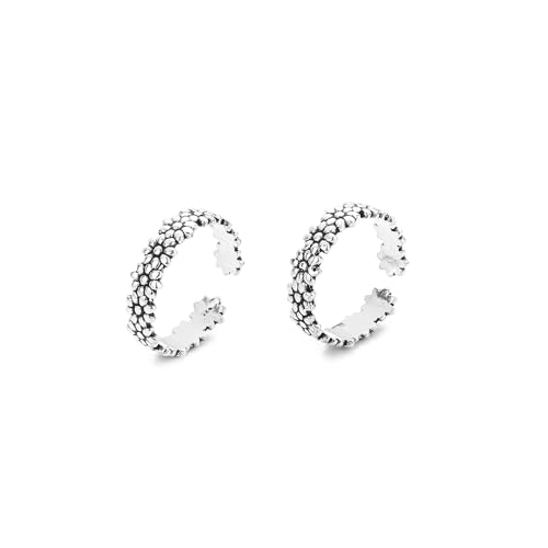 Image of DHRUVS COLLECTION 925 Oxidized Silver Glossy Finished Toe Ring for Girls & Women - 3.8 Grams