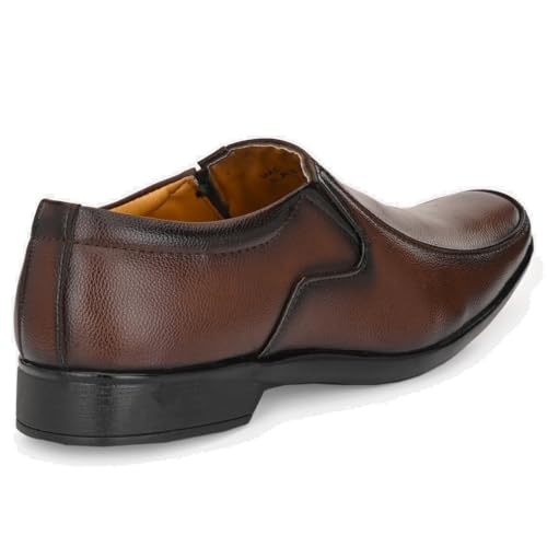 Image of Leatherkraft Panelled Formal Slip-On Shoes