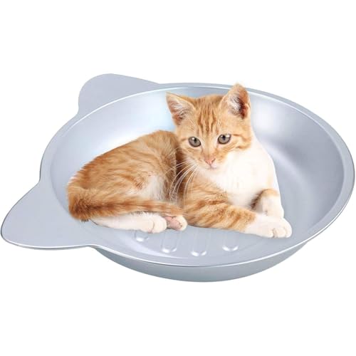 Vlwm 2個 猫鍋 猫 ベッド 猫鍋 夏 ひんやり アルミ 猫ベッド ひんやり鍋 クールベッド アルミ製 冷却マット 冷感 滑り止め 熱中症 暑さ対策 夏用品 小型犬 中型犬 犬小屋 室内用 38cm