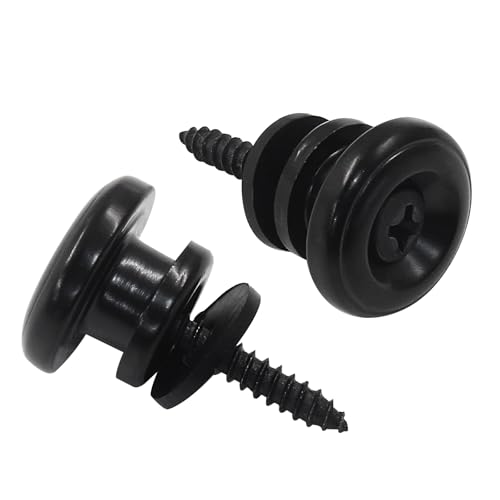Piutouyar 2 Pack Metal Guitar Strap Locks Black Mushroom Style Strap Buttons Electric Guitar Strap Locks for Guitar Bass Ukulele