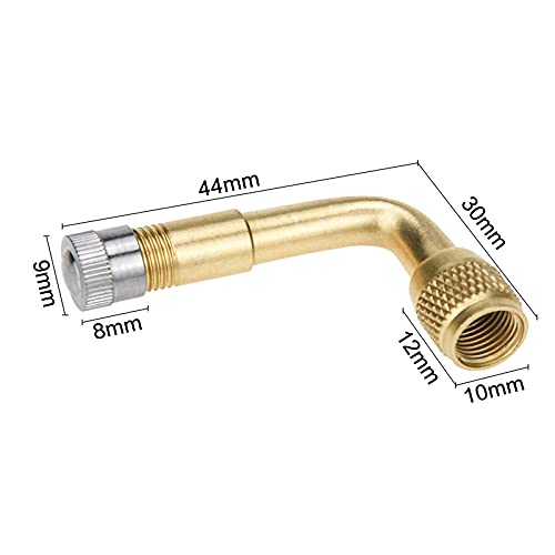 2 Pack Universal Tire Valve Extension,90 Degree Tire Schrader Valve Stem Extension Brass Adaptor Compatible for Passenger Cars, Stroller, Bicycles, Motorcycles, Trailers