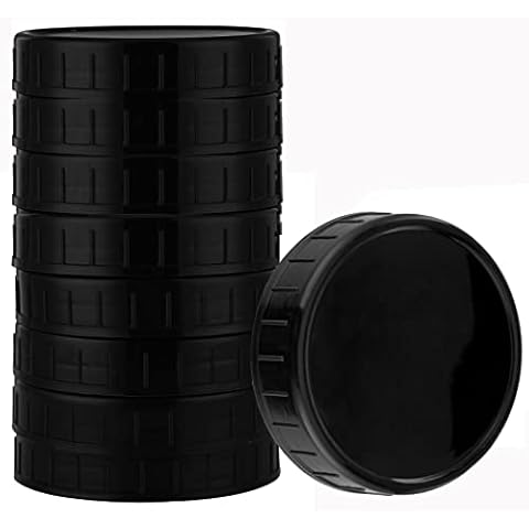 Actaday 8 Pcs Black Plastic Mason Jar Lids Canning Jar Lids Leak-proof Storage Cap Compatible with Silicone Mason Jars, Canning Lids 86mm (Wide Mouth) Cover