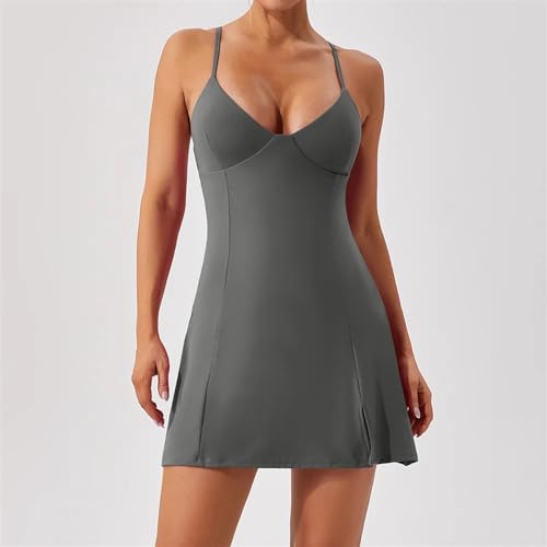 Vestido de tenis para mujer en color marrón talla M de secado rápido 5