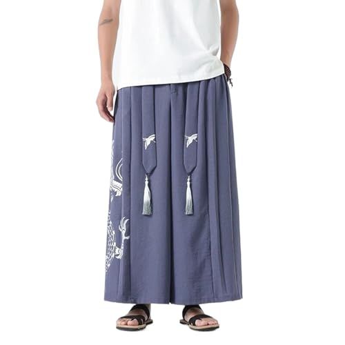 Men Vintage Elastic Waist Loose Joggers Casual Wide Leg Trousers Men Streetwear Retro Pants