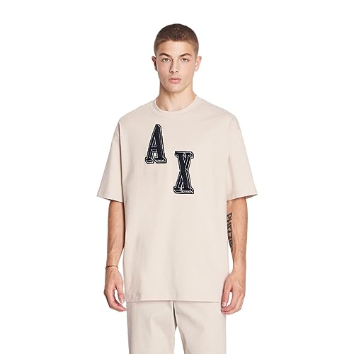 Armani Exchange Men's Collegiate Capsule Heavy Cotton Jersey Patch Letters Jumper