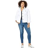 Roaman's Women's Plus Size Essential Denim Jacket - 16 W, White