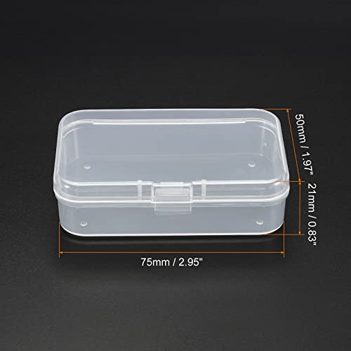 Image of PATIKIL Clear Storage Container with Hinged Lid 75x50x21mm, 4 Pack Plastic Rectangular Box for Beads Art Craft