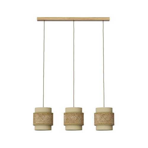 Vicco 3er Pendelleuchte Morten, Pendelleuchte, Rattan/Creme, 70 x 120...